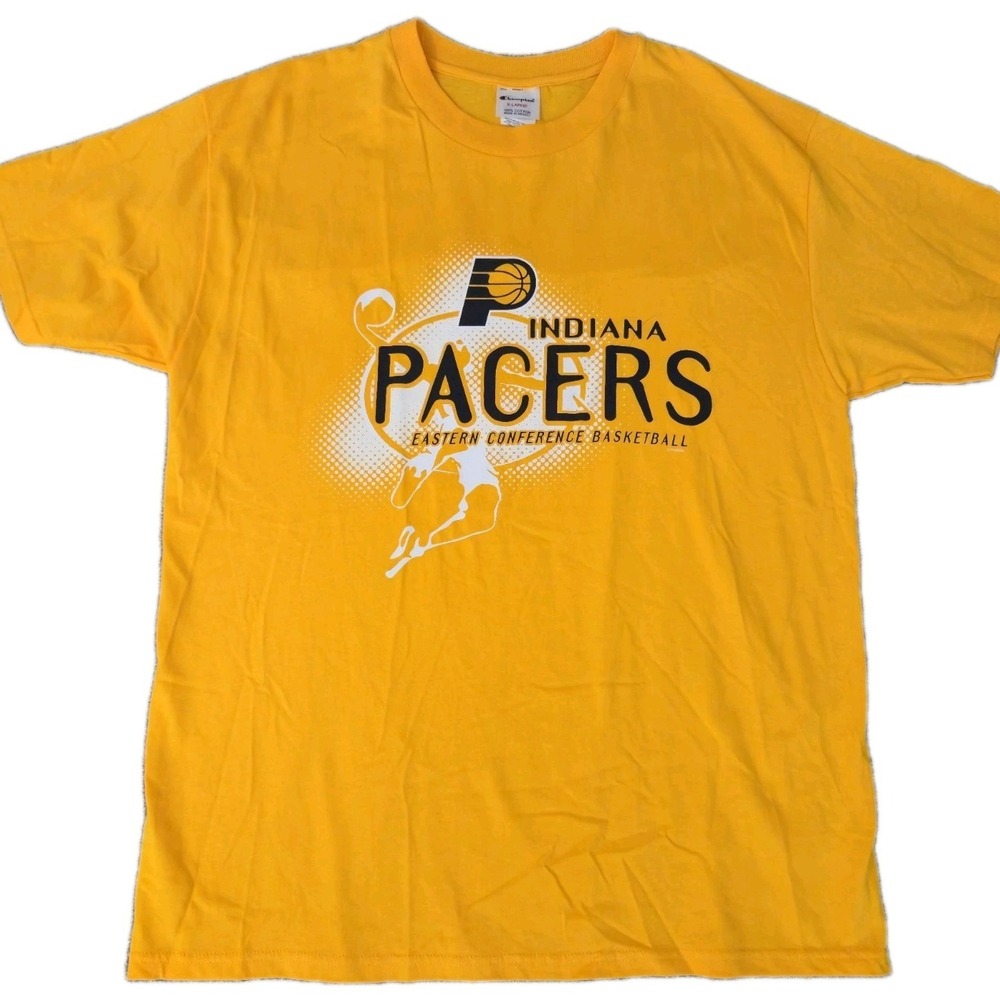 Vintage Indiana Pacers T Shirt Mens XL Yellow 2000s NBA Y2K Champion